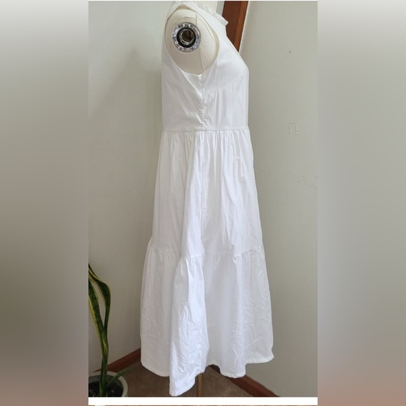 J.CREW White Sleeveless Poplin Tiered Midi Dress Size 6 - Picture 7 of 9